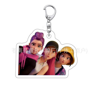Cartoon KPop Demon Hunters Keychains Accessories Rumi Zoey Jinu Mira Key Ring Acrylic Keyrings Kawaii Key Chain Fans