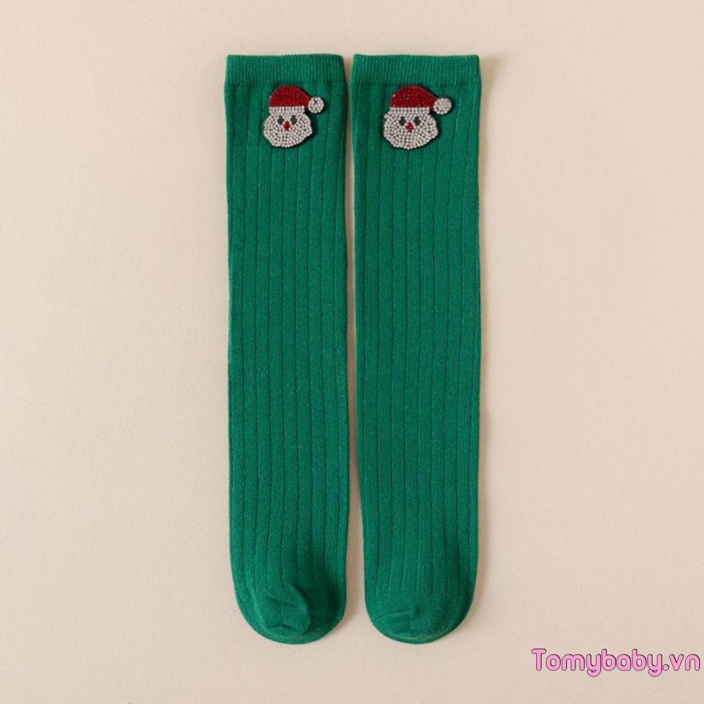 Giáng Sinh Trẻ Em Đầu Gối Cao Tất Ngày Lễ Hoạt Hình Ông Già Noel Họa Tiết Thời Trang Thoải Mái Tất Cho Bé Gái