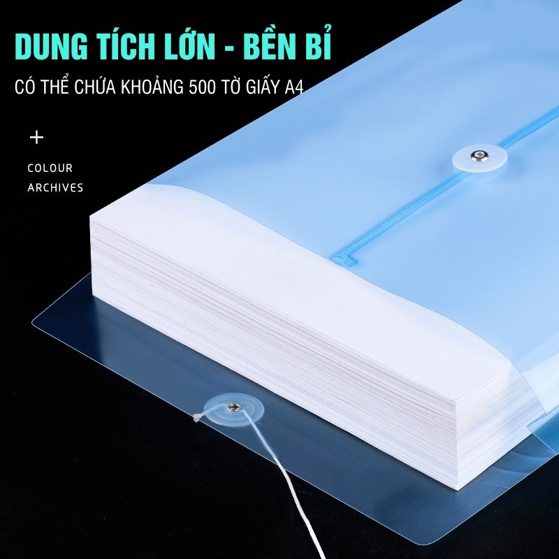 Tệp Đựng Tài Liệu A4 Dây Buộc – Túi Nhựa PP Dày Dặn, Chống Thấm Nước, Đựng Hồ Sơ Văn Phòng
