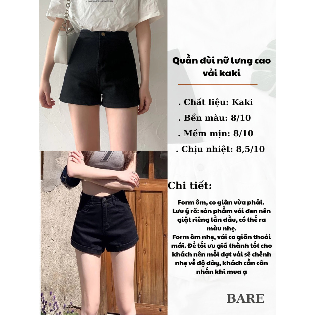 Quần short nữ kaki , Quần lưng cao KHÔNG TÚI lưng cao ôm sát body 😆 - Q01