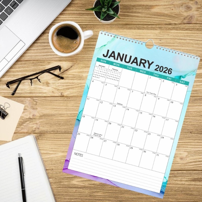 PPY Phông chữ quá khổ Lịch văn phòng tháng 1 năm 2026 đến tháng 6 năm 2027 Bao gồm các phần ghi nhớ Vật liệu thân thiện với môi trường