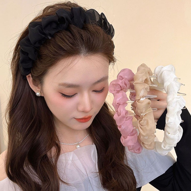 Băng đô lưới xếp li phong cách Hàn Quốc, nhiều màu sắc đáng yêu, phù hợp làm quà tặng sinh nhật cho bé gái