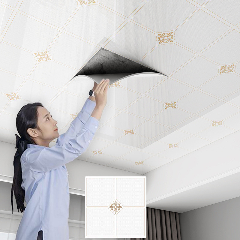 Tự Dính Trần Chống Thấm Nước Dán Tường PVC Mái Trần Chống Bẩn Miếng Dán Đơn Giản Phòng Khách Phòng Ngủ Phòng Tắm Nhà Bếp Giấy Dán Tường