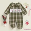Bé Giáng Sinh Kẻ Sọc Áo Liền Quần Cây Chó Thêu Cổ Búp Bê Dài Tay Jumpsuit