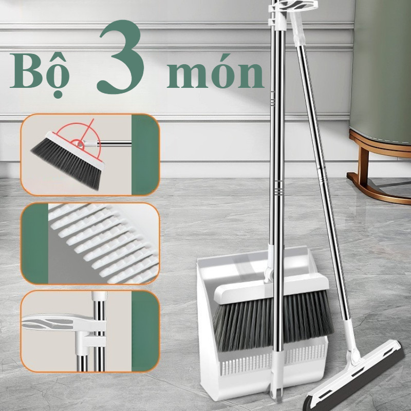 Bộ Chổi Quét Nhà Kèm Hót Rác 3in1 Đa Năng, Tiện Lợi, Tiết Kiệm Không Gian