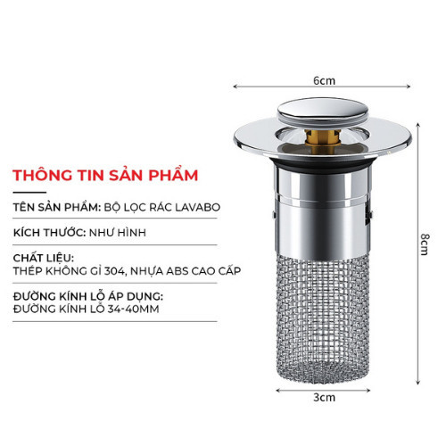 Nút Chặn Thoát Nước Bồn Rửa Mặt 2in1 - Bộ Lọc Rác Ngăn Ngừa Tắc Nghẽn, Dễ Lắp Đặt, Thoát Nước Nhanh Chóng
