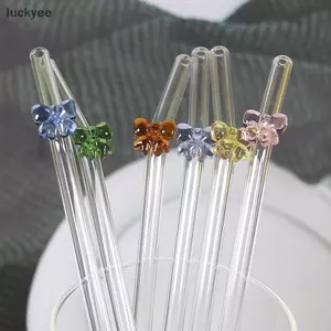 Luckyew 1 Ống Hút Thủy Tinh 8 Mm, Ống Hút Uống Có Thể Tái Sử Dụng Bướm Dễ Thương Ống Hút Chịu Nhiệt Cho Lễ Hội Tiệc Cưới Cotail Bar Bãi Biển TQ