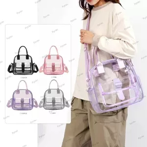 Túi đeo vai PVC PYCOU, Dây kéo có dây đeo vai màu Túi Messenger, Thân trong suốt di động Túi đeo chéo dung tích lớn dành cho nam