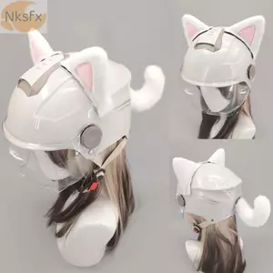 Mũ bảo hiểm NKSFX Trang trí tai mèo, Mũ bảo hiểm mềm mại có thể tháo rời Nhãn dán đuôi mèo, Phụ kiện dễ thương Phụ kiện mũ bảo hiểm sang trọng nhẹ có thể tái sử dụng Mũ bảo hiểm trượt tuyết