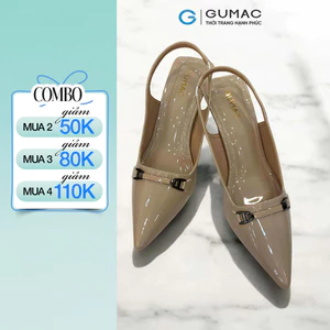 Giày Cao Gót Nữ GUMAC Thiết Kế Mũi Nhọn Cao 7cm Phối Khóa Thanh Lịch Sang Trọng GF07035