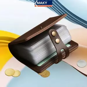 MAKY Thời Trang Da PU Nam 30 Bit Hộp Đựng Thẻ Kinh Doanh Thẻ Tín Dụng Hộ Chiếu Túi Đựng Thẻ ID Hộ Chiếu Ví VN