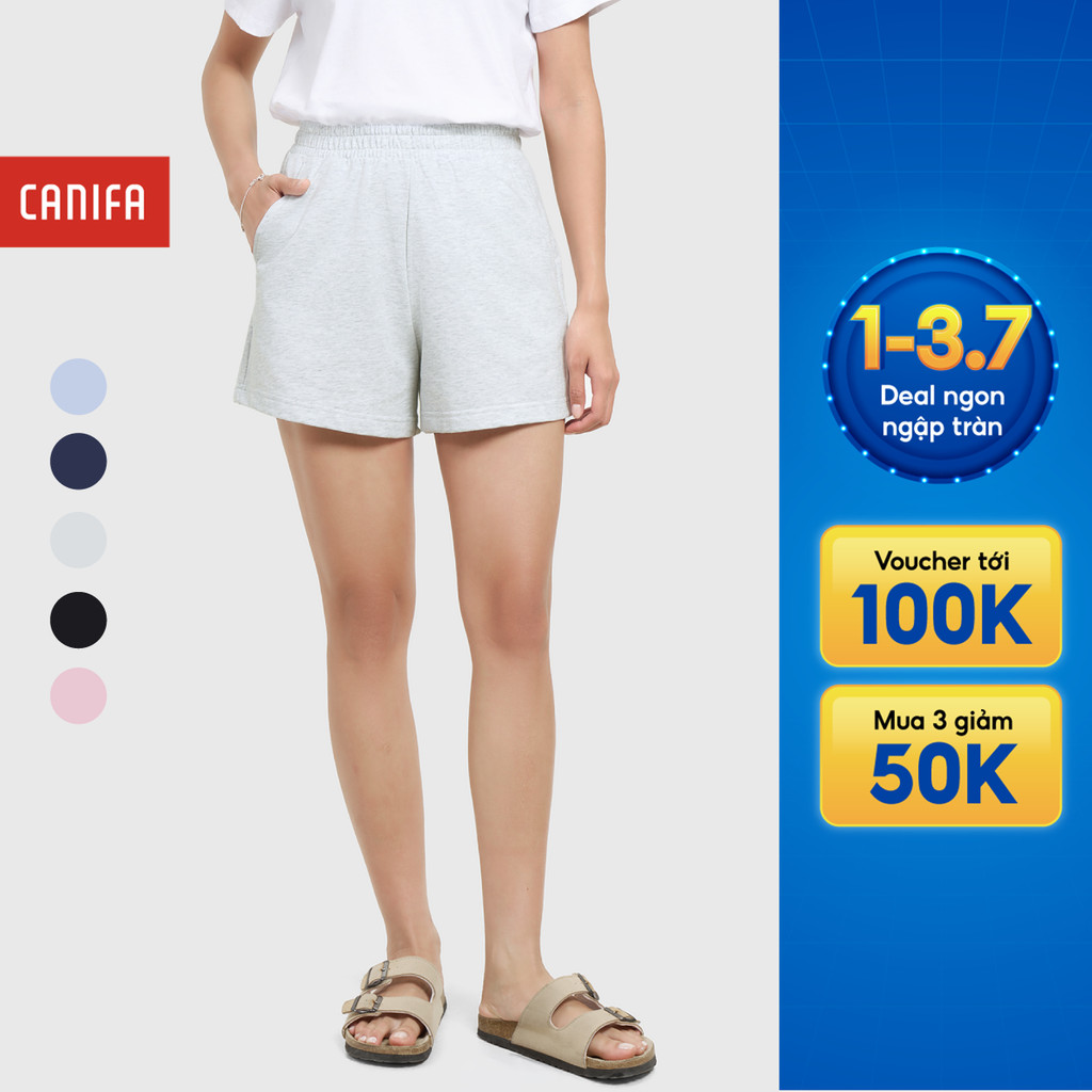 Quần short nữ CANIFA cạp chun chất liệu co giãn thoáng mát PS26 6BS26S001