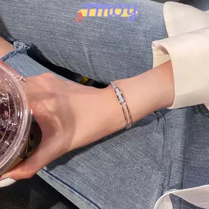 TMOY Sang Trọng Zircon Charm Vòng Tay Mở Vòng Tay Thiết Kế Thời Trang Lắc Tay Handmade Đảng Trang Sức Thời Trang Cho Nữ Bé Gái TMOY
