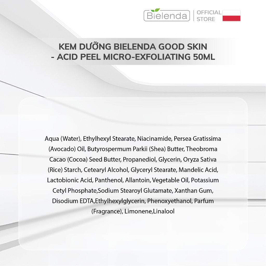 Kem dưỡng Bielenda Good Skin - Acid Peel Micro-Exfoliating giảm và ngừa mụn, mờ thâm, trẻ hoá da 50ml