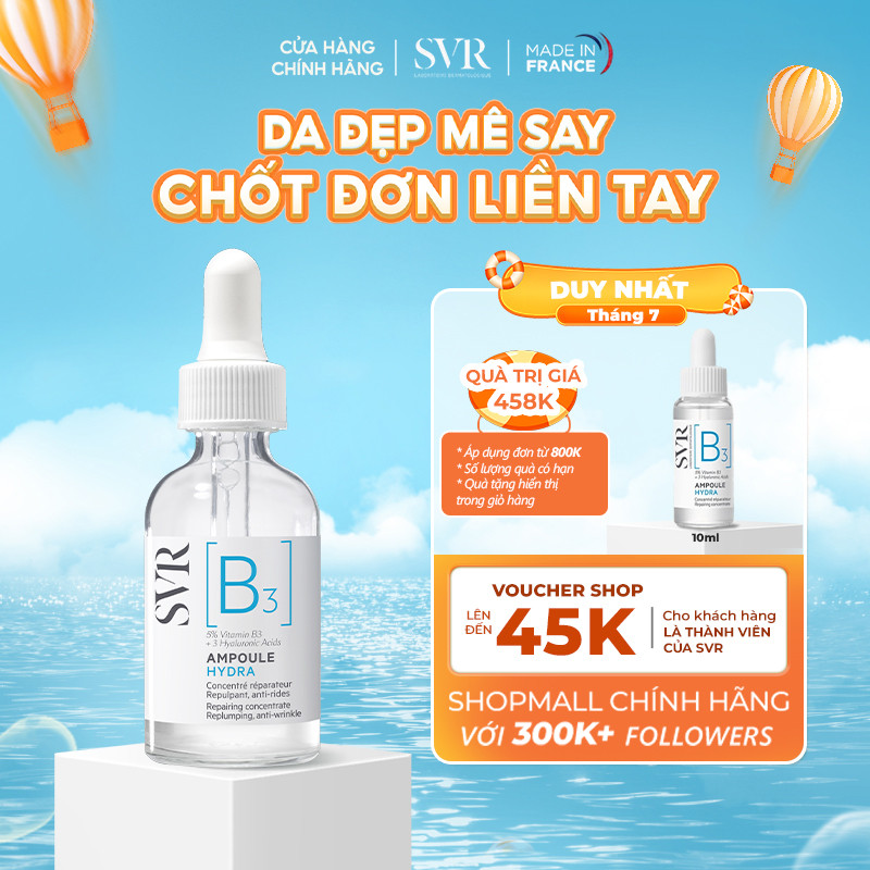 [Livestream] Tinh chất dưỡng da, ngăn ngừa nếp nhăn, phục hồi da SVR [B3] Ampoule Hydra 30ml