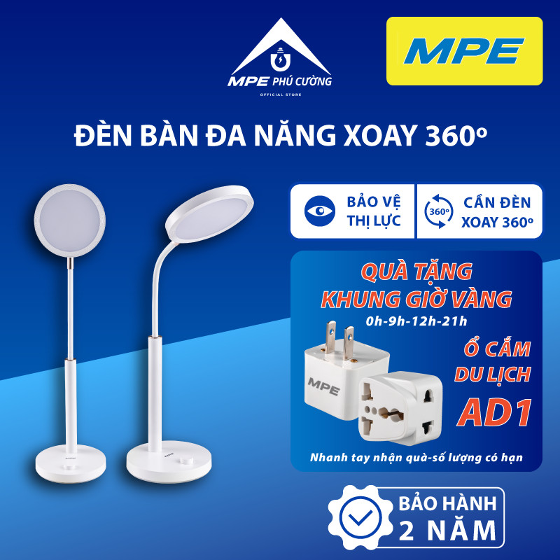 (CHÍNH HÃNG) MPE - Đèn bàn đa năng 10W điều chỉnh độ sáng xoay 360 độ Chính hãng MPE Phú Cường