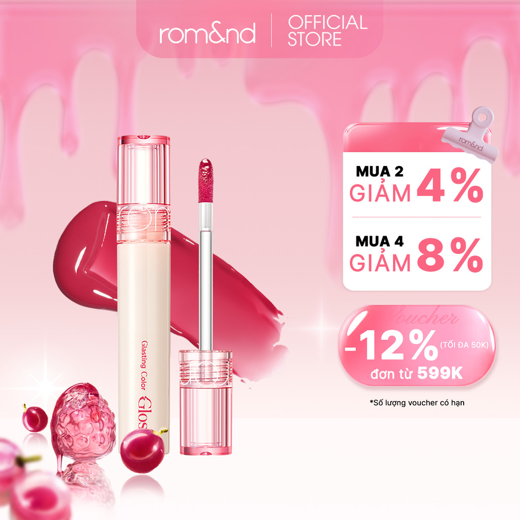 Son tint bóng căng mọng Romand Glasting Color Gloss 4g