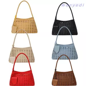 Túi đeo vai dệt WANYEDI, Ví PU Hobo rỗng, Ví đeo vai màu trơn nhẹ Túi xách nách