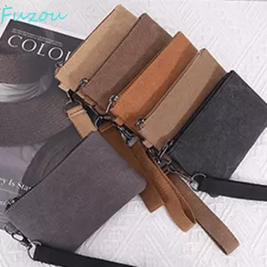 Ví đựng tiền xu bằng vải Canvas FUJIOU, Phong cách Hàn Quốc có dây buộc Túi đựng hàng nhỏ, Túi đeo cổ tay thời trang Ví đựng tiền xu Túi đựng thẻ màu trơn Du lịch