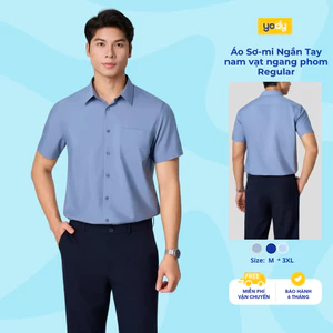 Áo Sơ-mi nam YODY Áo Ngắn Tay nam vạt ngang phom regular, có túi TRA MOSS26A011