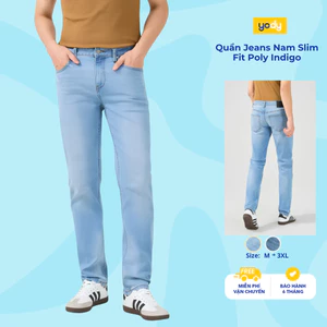 Quần Jeans Nam Yody, dáng Slim Fit, Jean Poly Indigo co giãn TRA - QJM7057