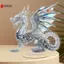 Tượng Rồng Pha Lê Trắng Acrylic 2D Flat Cool Figurine Văn Phòng Tại Nhà Cafe Phòng Studio Trưng Bày Bàn Trang Trí Quà Tặng VN