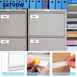GETVOW 10 Túi Đựng Thẻ Chỉ Số PVC, Chất Liệu PVC Trong Suốt Nhãn Kệ Tự Dính, 50 Chiếc Tự Dính Thẻ Chỉ Số Tiện Lợi Thẻ Kích Thước Màn Hình Bán Lẻ