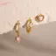 HFSHY Bộ 3 Bông Tai Zircon Trái Tim Tối Giản Mạ Vàng PVD Cho Nữ Không Gây Dị Ứng Dainty Trang Sức Cho Công Sở Mặc VN