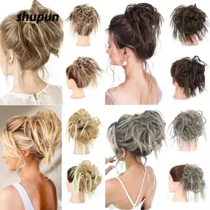 SHUPUN Tóc Tổng Hợp Scrunchie, Tóc Dài 6 Inch Trang Trí Tóc Lộn Xộn Bun Hair Piece, Lông Tơ Tự Nhiên Nhìn Chịu Nhiệt Sợi Nhiệt Độ Cao Lộn Xộn Phong Cách Xoăn Donut Tóc Bun