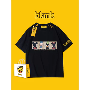 BKMK Rời Áo Thun Hoạt Hình In Hình Phố Cao Cấp Quần Áo Ngắn Tay Áo Thun 100% Cotton Cao Cấp Nam Triều Mùa Hè 0704