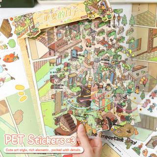 ENWEI 5 Cái [Dòng Storyboard] Nhãn dán phong cảnh Đèn màu cam Một ngày Cuộc sống quá khổ Tạp chí đường phố Trang trí văn phòng phẩm