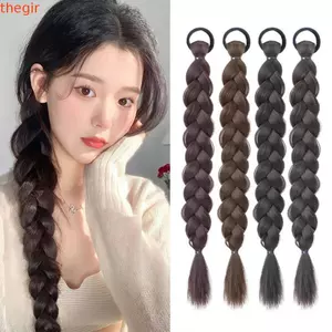 THEGIRL8B Bện Đuôi Ngựa, Tóc Giả Xoắn Bím Tóc Tổng Hợp Dài Bện, Mũ Trùm Đầu Sợi Chịu Nhiệt Vô Hình Tóc Giả Đấm Bốc Bím Tóc Giả Hàng Ngày