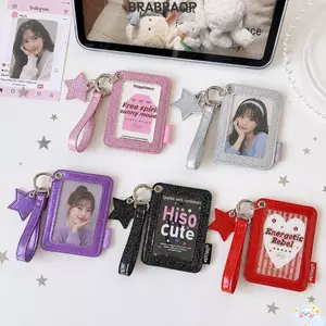 Vỏ bảo vệ hình ảnh BRBRAA, Hộp đựng thẻ da PU 3 Inch, Hộp đựng thẻ ID sáng tạo Ngôi sao sáng tạo