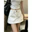 Phiên bản Hàn Quốc dành cho sinh viên Dây kéo hai mặt Váy Denim lưng cao phong cách mới Slim-fit Slimmer Look Hot Girl Short Culottes