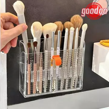 Hộp đựng son môi GOODOO, Hộp đựng son môi treo tường trong suốt có thể gập lại, Hộp đựng mỹ phẩm chống bụi đa ngăn di động