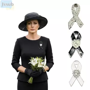 JVSUB Đen Huy Hiệu Pin, Di Động Công Chúa Tưởng Niệm Ruy Băng Đen Thổ Cẩm, Sáng Tạo Lưu Niệm Ruy Băng Đen Nơ Pin Đầm Phụ Kiện Áo Khoác