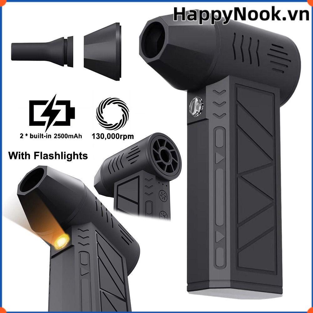 HAPPYNOOK 130000RPM Turbofan, Loại bỏ bụi Tốc độ gió 35m / s Quạt phản lực công suất cao, mạnh mẽ với đèn pin Máy thổi bụi Quạt Turbo bạo lực
