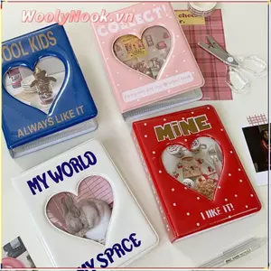 Album Ảnh WOOLYNOOK, 64 Túi Đựng Photocard Rỗng, Mini Trái Tim Tình Yêu PVC Giá Đỡ Ảnh Nữ