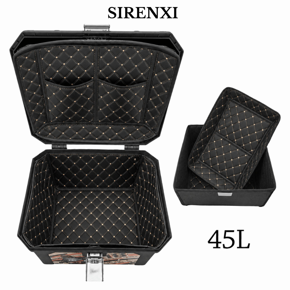 SIRENXI 45L cốp lót, 45L PU Trunk Protector, Đa Năng Cách Nhiệt Dày Chống Thấm Nước Hộp Phụ Kiện Xe Máy
