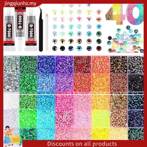 Thạch Nhựa Thạch Kim Cương Giả 40 Màu, 3 Mm Flatback 32000 Chiếc Cho Bedazzling Cho Hàng Thủ Công, DIY Dự Án Đá Quý