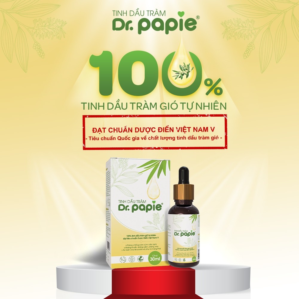 Tinh Dầu Tràm Gió Phòng Cảm Cúm Cảm Lạnh, Giúp Giữ Ấm Cơ Thể 100% Nguyên Chất Dr.Papie  Cho Em Bé Và Gia Đình 30ml/chai
