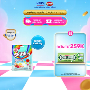Hộp 12 Gói kẹo dẻo Skittles vị sữa chua trái cây Gummies (1 hộp x 12 gói)