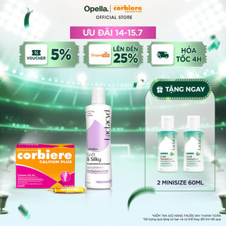 Bộ 1 DDVS phụ nữ Lactacyd Soft & Silky Dưỡng Ẩm 250ml + 1 Thực phẩm bảo vệ sức khỏe Corbiere Calcium Plus Mới