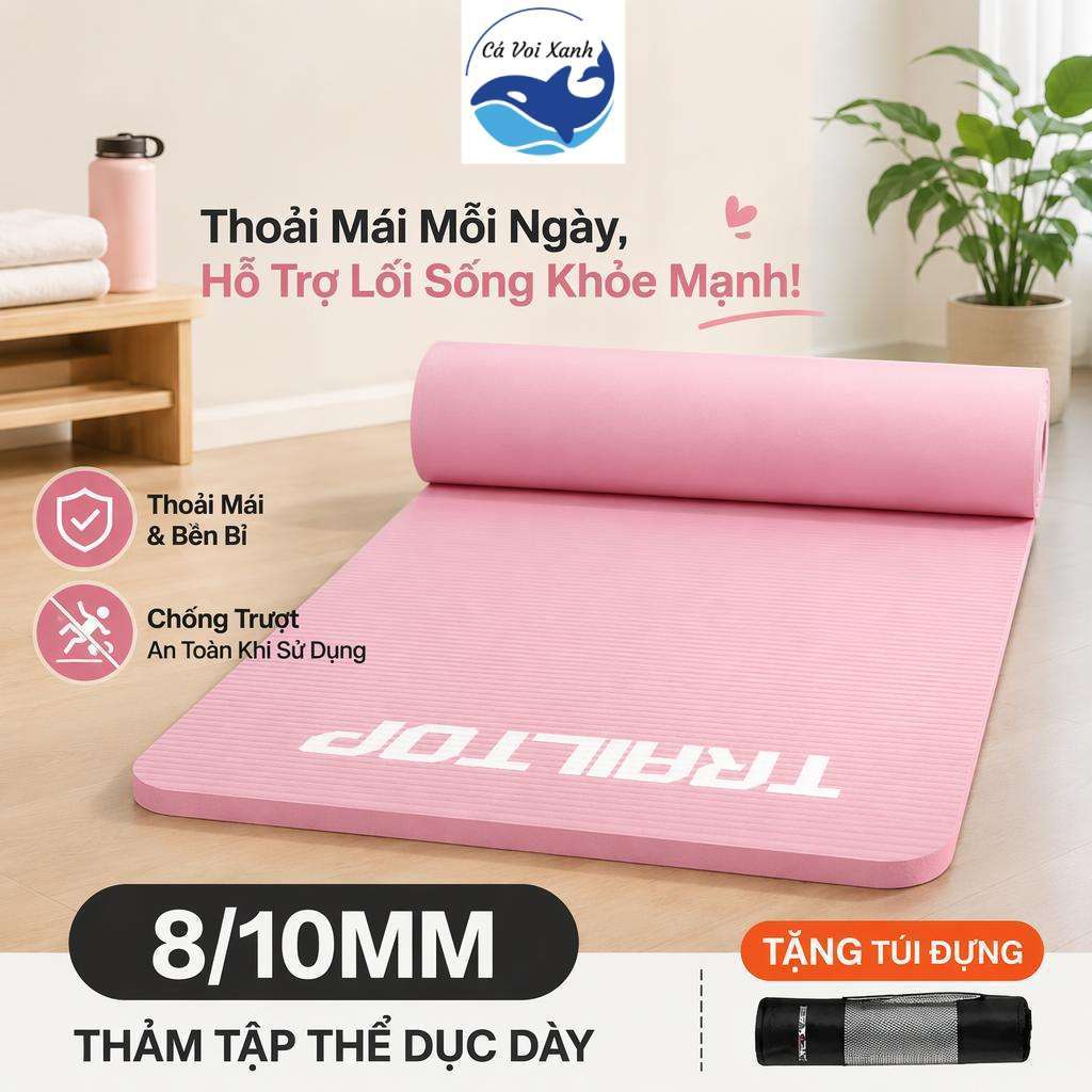【COD】Thảm Yoga NBR 8-10mm Siêu Dày Chống Trượt Chống Rách Thảm Tập Gym Pilates Tập Thể Dục Tại Nhà