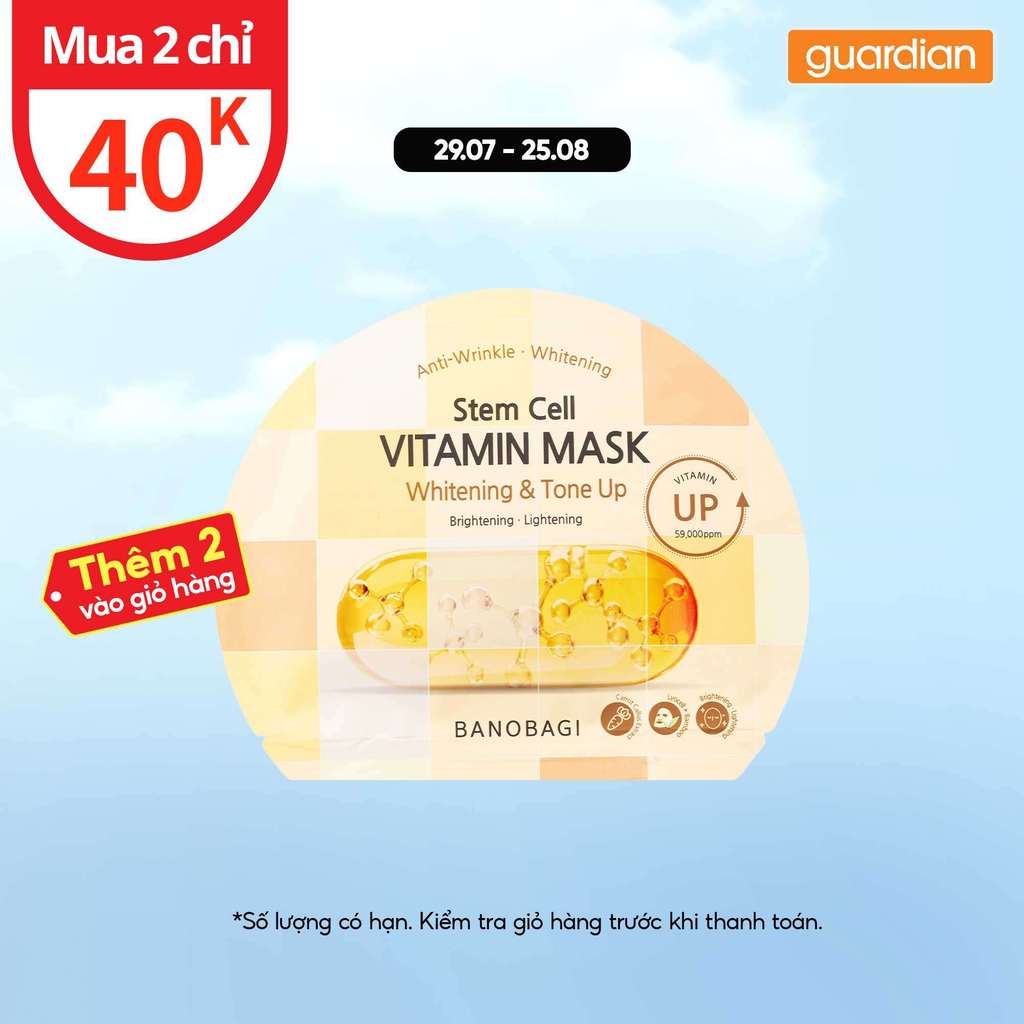 Mặt Nạ Dưỡng Sáng Da Làm Mờ Đốm Nâu Banobagi Stem Cell Vitamin Mask Whitening And Dark Spot Care 30gr