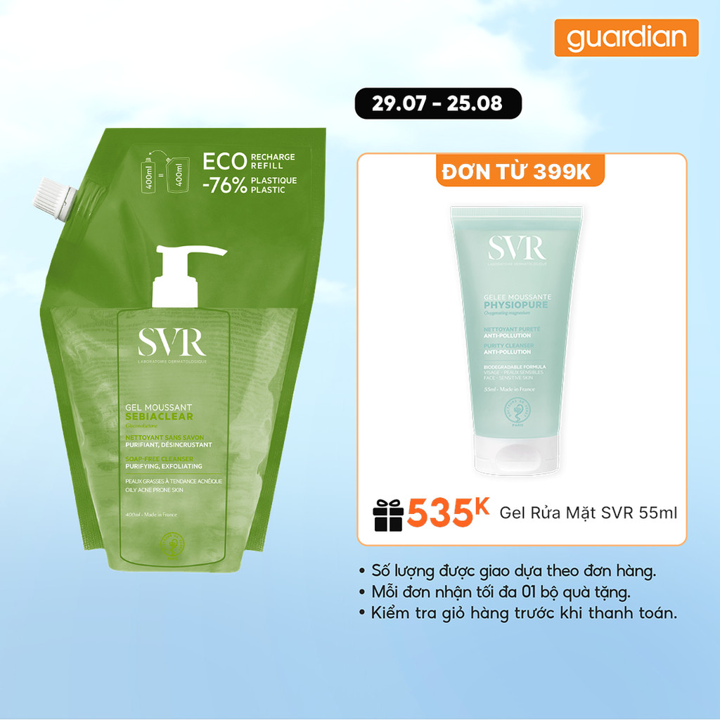 Gel Rửa Mặt SVR Sebiaclear Gel Moussant Không Chứa Xà Phòng Cho Da Dầu Mụn 400ml