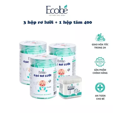 (Combo 3 hộp gạc + 1 tăm bông 400 que) Hộp 30 que gạc rơ lưỡi cho bé cao cấp an toàn hộp 30 tưa lưỡi vệ sinh răng miệng