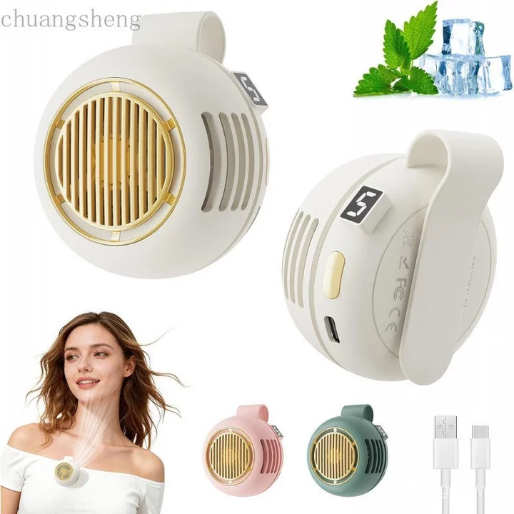Quạt di động UNIWA có thể sạc lại - Quạt không lưỡi Mini sành điệu, Quạt cầm tay 5 tốc độ, Spin 360° Quạt kẹp, Quạt cá nhân, Quạt du lịch có màn hình LED, Quà tặng sinh nhật cho phụ nữ / mẹ - Ap