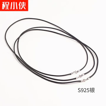 S925 Sterling Bạc Sáp Dây Da Đen Dây Vòng Cổ Dây Nam Nữ Bện Ngọc Mặt Dây Chuyền Ngọc Mặt Dây Chuyền Vàng Dây Chuyền Dây Buộc
