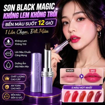 🔥Giá sốc🔥Son Black Magic chống dính cốc | Son kem lì không phai màu làm sáng da | Son môi bóng nước dưỡng ẩm lâu trôi